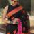 Black handwoven black linen saree with embroidery work