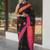 Black handwoven black linen saree with embroidery work