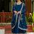 Blue colour faux georgette embroidery work long gown