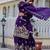 Purple colour gold crush embroidery work plazo set
