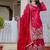Red colour gold crush embroidery work plazo set