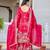 Red colour gold crush embroidery work plazo set