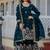 Teal colour gold crush embroidery work plazo set