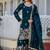 Teal colour gold crush embroidery work plazo set