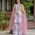 Lavender colour chinnon silk digital print with ari work sharara set