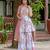 Lavender colour chinnon silk digital print with ari work sharara set