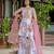 Lavender colour chinnon silk digital print with ari work sharara set