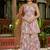 Peach colour chinnon silk digital print with ari work sharara set