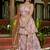 Peach colour chinnon silk digital print with ari work sharara set