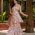 Peach colour chinnon silk digital print with ari work sharara set