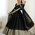 Black colour chinnon silk embroidery work long gown