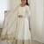 White colour chinnon silk embroidery work long gown