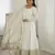 White colour chinnon silk embroidery work long gown