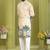 Men's lemon yellow brown rayon embroidered work with  digital print kurta