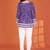 Blue printed delta silk top with lace detailing and square neck