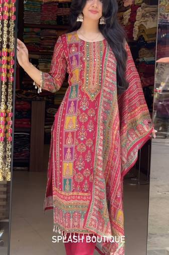 PINK MASKA COTTON AND DIGITAL PRINT SUIT SET 