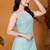 Stylish green printed cotton blend round neck sleeveless top for women