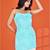 Stylish blue printed cotton blend round neck sleeveless top for women
