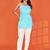 Stylish blue printed cotton blend round neck sleeveless top for women