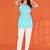 Stylish blue printed cotton blend round neck sleeveless top for women