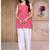 Stylish pink bandhani printed delta silk sleeveless top for women
