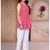 Stylish pink bandhani printed delta silk sleeveless top for women