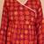 Vibrant red-orange digital printed delta silk v-neck full sleeve top for women