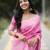 Baby pink cotton silk blend saree with blouse