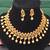 Matte gold peacock necklace set with ruby & green stones, pearl drops – ethnic bridal jewellery