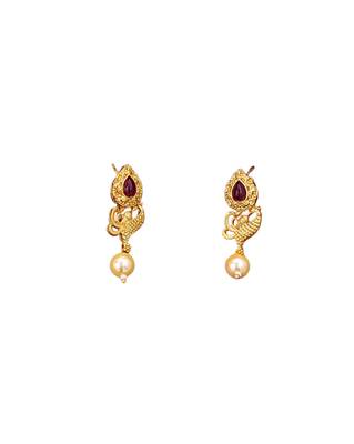 Antique gold peacock necklace set with ruby stones & pearl drops     traditional ethnic jewellery 6