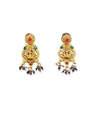 Antique gold-plated temple necklace set with lakshmi & peacock design     traditional bridal jewellery 5