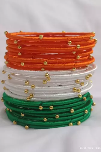Ethnic bangle for special occasion silk thread bangle in tiranga's colour greenwhie and orange for women and girls