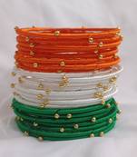 Ethnic bangle for special occasion silk thread bangle in tiranga's colour greenwhie and orange for women and girls