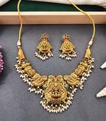 Antique temple laxmi necklace set with earrings – gold plated bridal jewellery
