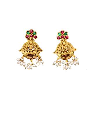 Antique temple laxmi necklace set with earrings     gold plated bridal jewellery 6