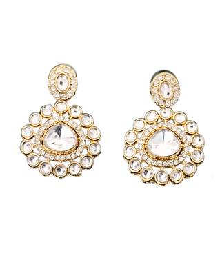 Elegant white pearl kundan necklace set with earrings     bridal wedding jewelry 6
