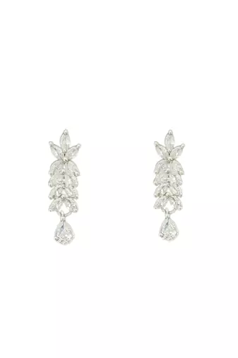 Graceful american diamond leaf design necklace set with earrings for her