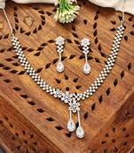 Elegant american diamond floral necklace set with drop earrings for weddings and special occasions