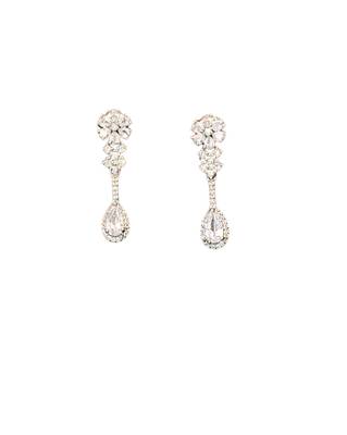 Elegant american diamond floral necklace set with drop earrings for weddings and special occasions 6