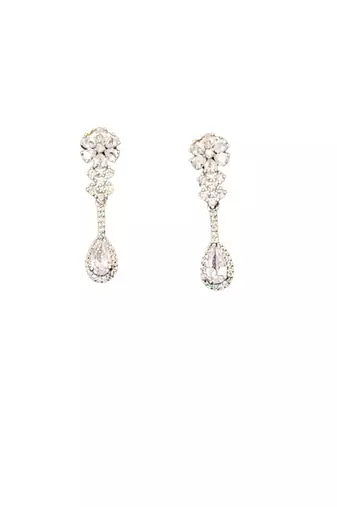 Elegant american diamond floral necklace set with drop earrings for weddings and special occasions