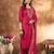 Pink Designer Straight Kurti Pant Dupatta Set With Embroidery And Hand Work