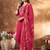 Pink Designer Straight Kurti Pant Dupatta Set With Embroidery And Hand Work