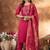 Pink Designer Straight Kurti Pant Dupatta Set With Embroidery And Hand Work