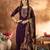 	Wine Designer Straight Kurti Pant Dupatta Set With Embroidery And Hand Work