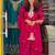 RED CHINON EMBROIDERY PARTY WEAR SUIT SET 