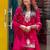 RED CHINON EMBROIDERY PARTY WEAR SUIT SET 
