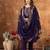 Purple Designer Straight Kurti Pant Dupatta Set With Embroidery And Hand Work