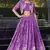 purple printed tussar silk cocktail crop top lehenga with jacket