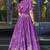 Purple Printed Tussar Silk Cocktail Wear Crop Top Lehenga With Jacket