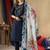 Blue Designer Straight Kurti Pant Dupatta Set With Embroidery And Hand Work